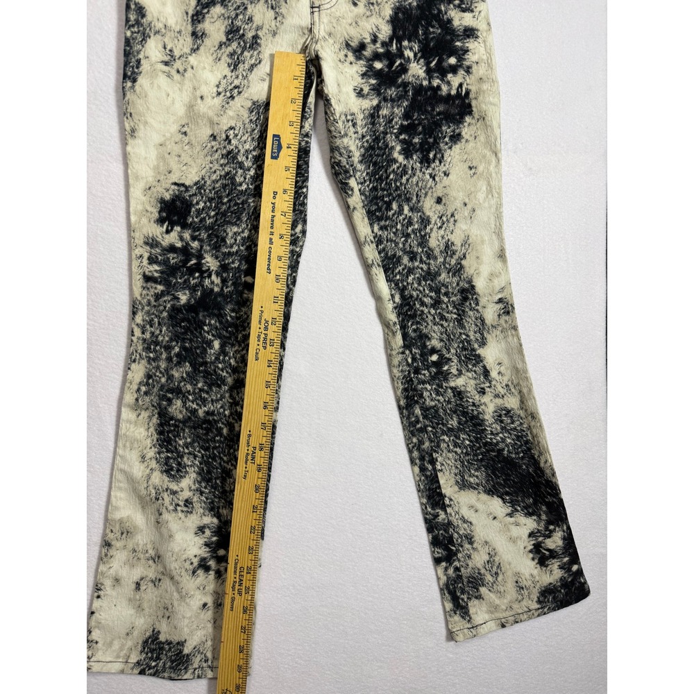 Deadstock Vintage Y2K Cover Italy Cow Print Acid Wash Flared Jeans 30 NWT - Picture 7 of 9